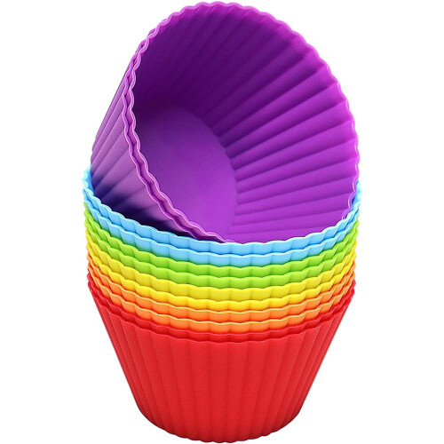 XL Πακέτο 12 κυβικών σιλικόνης για μάφιν για cupcakes - αντικολλητικά