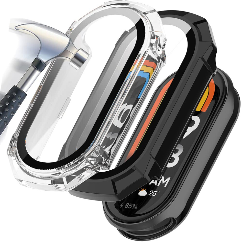 Case For Mi Band 9 With Tempered Glass Screen Protector 2Pack 360 Full Coverage Transparent Black 9450606511690