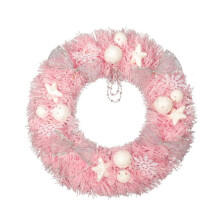 Ghirlanda natalizia artificiale rosa con palline decorative, 30 cm, perfetta per albero, porta, finestra, parete, decorazione del camino.