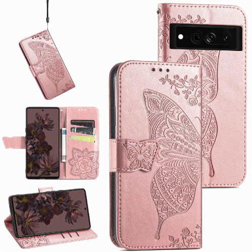 Custodia per Google Pixel 7 Pro Business con design a farfalla e portafoglio multicolore