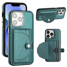 Capa protetora de couro PU premium com suporte integrado, compatível com iPhone 14 Pro, porta-cartões e proteção integrada.