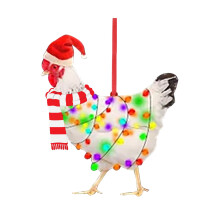 WinysinScarf Chicken Ornaments Christmas Decoration Christmas Holiday Decorations Wood Outdoor Christmas Decoration Hangs