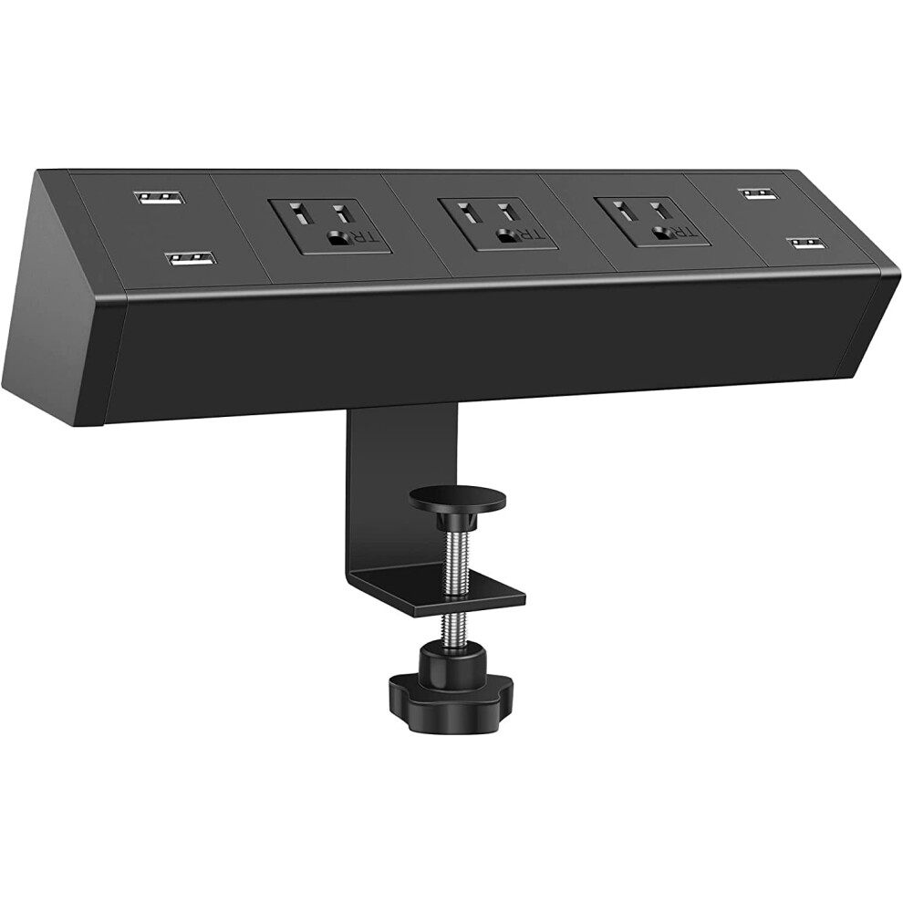Desk Clamp Power Strip With Usb, Wide Spaced Desktop Power Outlet, Removable Under Desk Power Strip, 6 Ft Power Cord 3 9004841159324