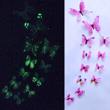 Lot de 12 stickers muraux lumineux papillons pour la décoration de la chambre ou de la maison