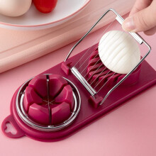 Egg Slicer, Egg Cutter for Hard Boiled Eggs, Heavy Duty Stainless Steel Wire, Multifunctional 2-in-1, Food Grade, Kitchen Accessories (Rose Red)