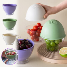Jacenvly Nuevas decoraciones navideñas Cesta de lavado de frutas de doble capa para interiores, compatible con diseño de drenaje de dopamina,