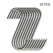 Lot de 20 crochets en S en acier inoxydable avec embout pour ustensiles de cuisine, viande, casseroles et vêtements [DB] 13 cm
