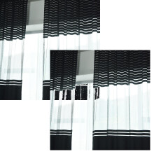 Xubond-stoff, blader, gjennomsiktig gardin i tyll, vindusbehandling, voile, drapering, 1-panels dusjforheng i stoff, svart, , Mørkleggingsgardiner