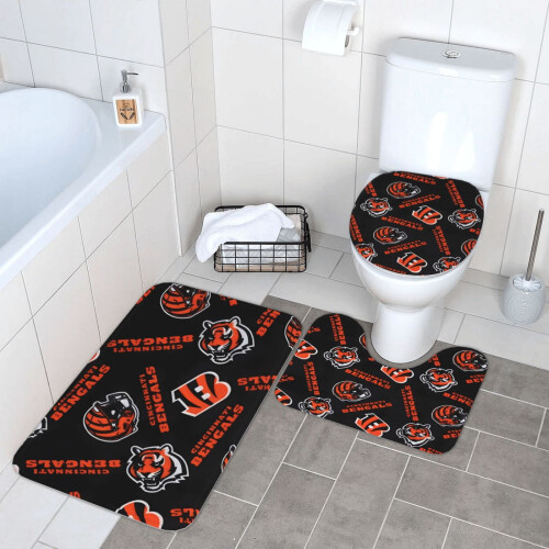Conjunto de 3 tapetes de banheiro com o tema Bengals, antiderrapante, 80 x 50 cm (31,5 x 20 polegadas). 2