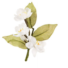 Boutonnière de mariage artificielle David Tutera, fleurs blanches et feuilles vertes