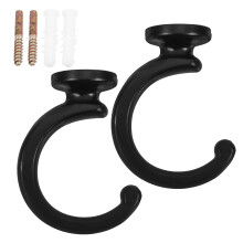Lot de 2 crochets de fixation murale pour rideaux, embrasses, couleur noire, en alliage de zinc, pour la suspension et les rideaux Ă lacets.