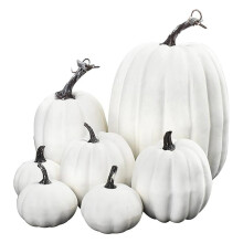Offres Halloween XIUH ! Lot de 7 citrouilles artificielles blanches et assorties, grandes citrouilles décoratives pour l'automne, Thanksgiving et