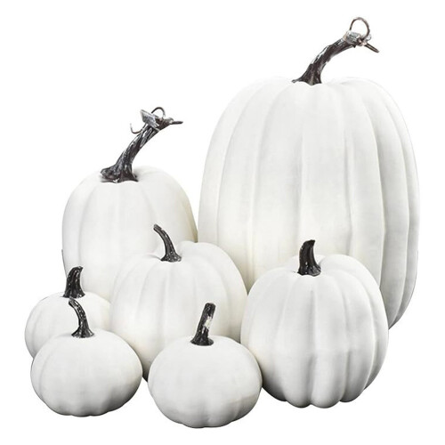 Προσφορές XIUH για το Halloween! 7 τεμάχια τεχνητές κολοκύθες, λευκές και διάφορες