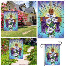 Drapeau de jardin WinysinEaster Sunrise, motif lys, imprimé de Pâques, en lin, pour décoration extérieure printanière.