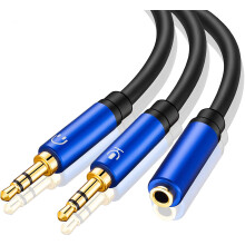 Hoofdtelefoonsplitter, hoofdtelefoonsplitter voor computer 3,5 mm vrouwelijk naar 2 dubbele 3,5 mm mannelijke hoofdtelefoon-microfoon audio