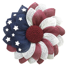 Couronne de fleurs en tissu patriotique américain - Décoration du 4 juillet