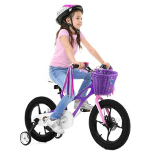 Kids Bike Basket, Wicker Basket, Handlebar Bicycle Basket for Girls Boys Cycling Ages 3-13, Purple