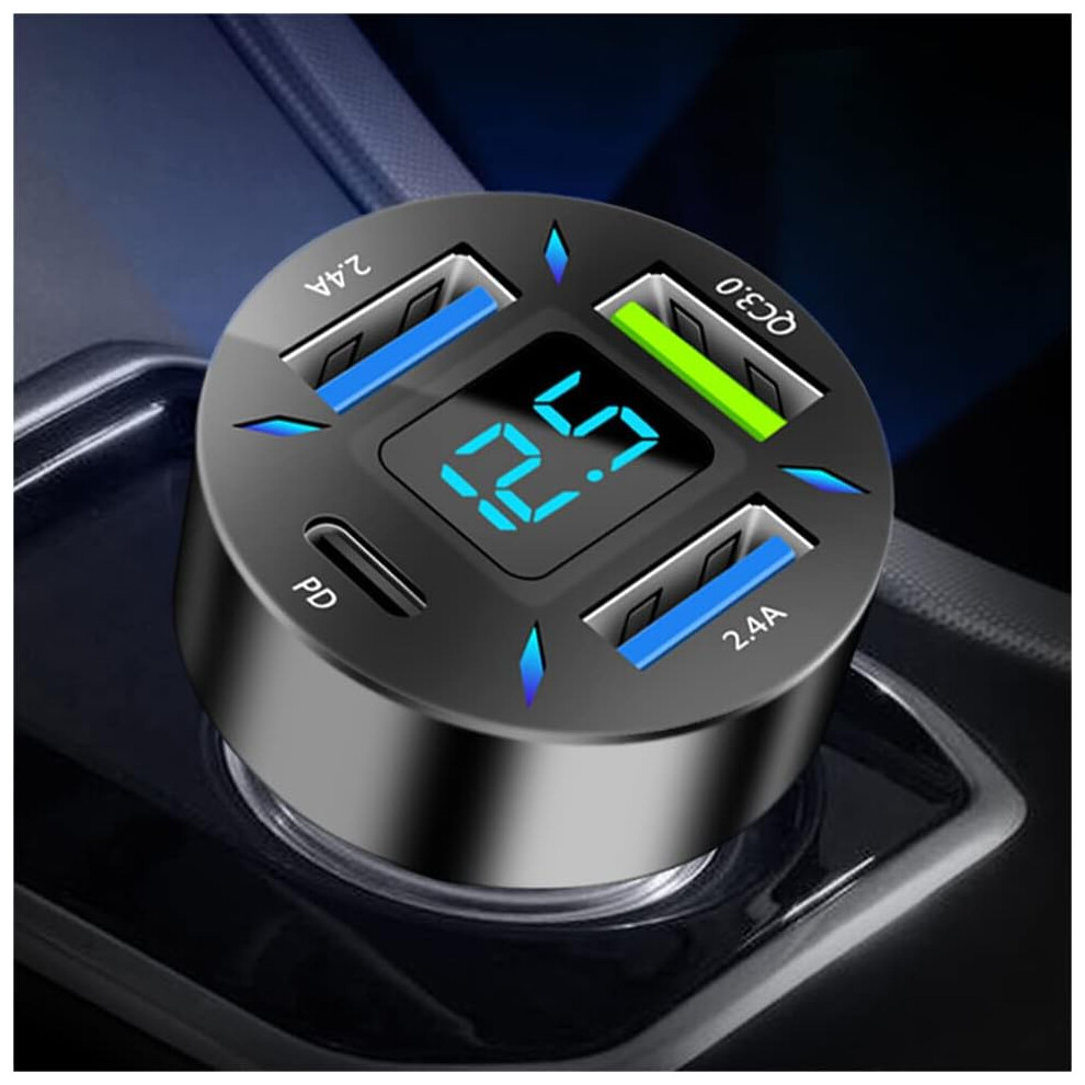 Car Charger, 66W Super Fast Charging With Usb Pd & Qc 3.0, Intelligent Design & Advanced Safety Features For 12-24V Vehicles, Includes Led Voltmeter 9138057166415
