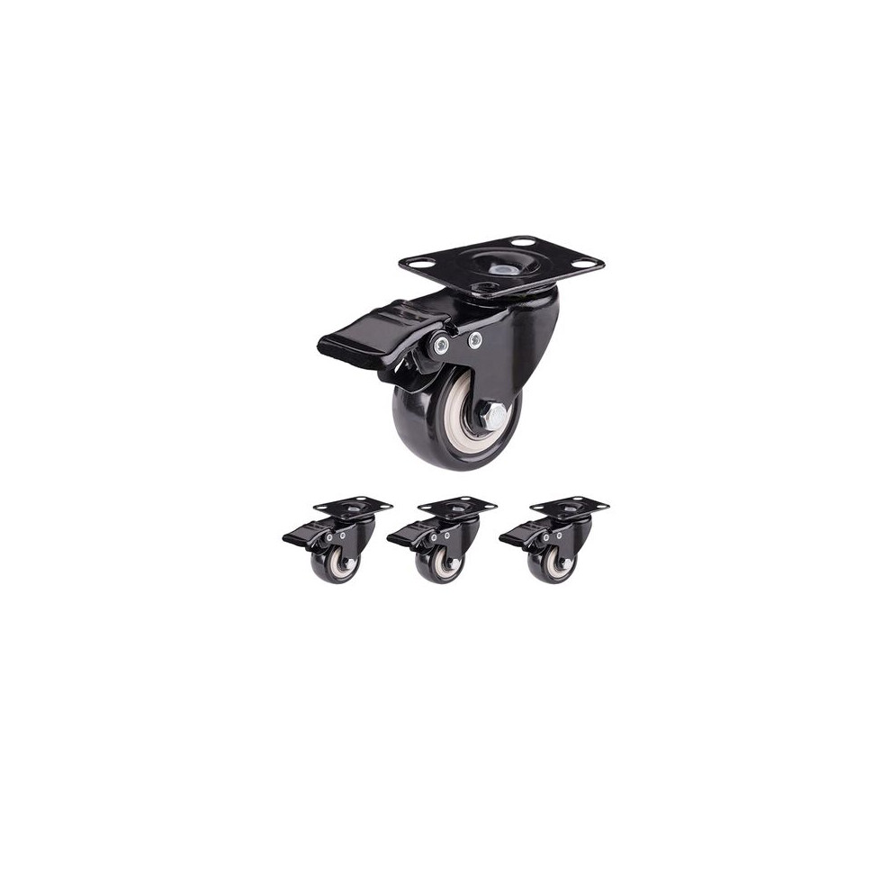 Heavy Duty Caster Wheels, Polyurethane Pu Rubber Swivel Casters, Quiet Mute Strong Bearing Top Plate Absorbs Shock Vibrations, Non-Marking Locking 9138057163261