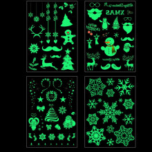 Christmas Temporary Tattoos Glow in the Dark 4 Sheets Festive Designs for Kids and Adults
