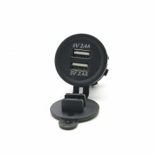 Carregador duplo de alta qualidade, à prova d'água, para carro e barco, com duas portas USB e LED. Possui tomada de 3.1A com maior eficiência e é