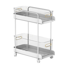 Rollbarer Aufbewahrungswagen, schmaler rollbarer Aufbewahrungswagen mit mehreren Installationsmöglichkeiten, 2-stöckiger mobiler Organizer mit 4