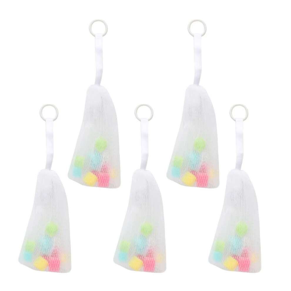 5pcs Nylon Mesh Soap Saver Pouch with Sponge for Rich Foam and QuickDry Hanging Storage