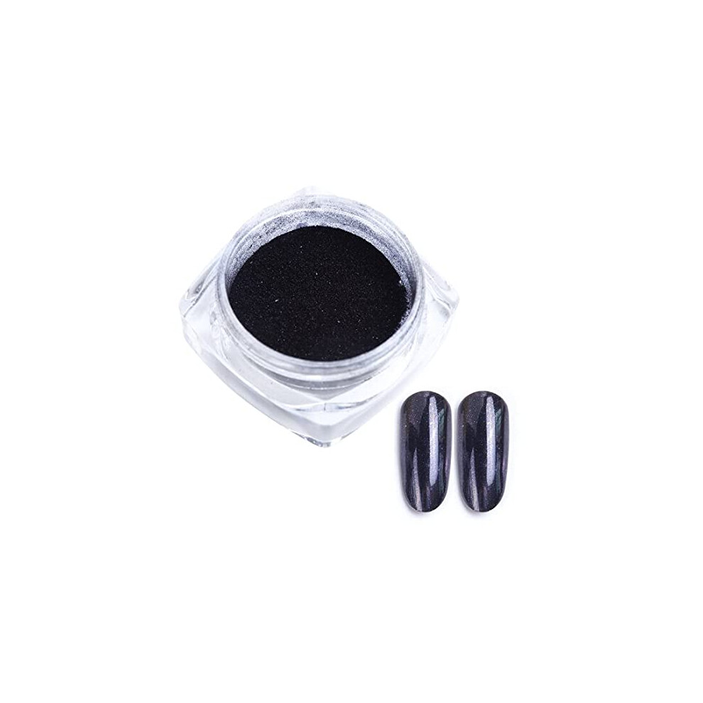 Black Nail Glitter Powder 2 Box Metallic Holographic For Nail Art Manicure Pedicure Natural Acrylic