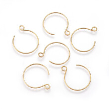 10 db-os ionbevonatú (IP) 304 rozsdamentes acél fülbevaló akasztó vízszintes hurokkal, aranyozott, 23~34x18~19x0,8 mm, lyukméret: 2 mm,