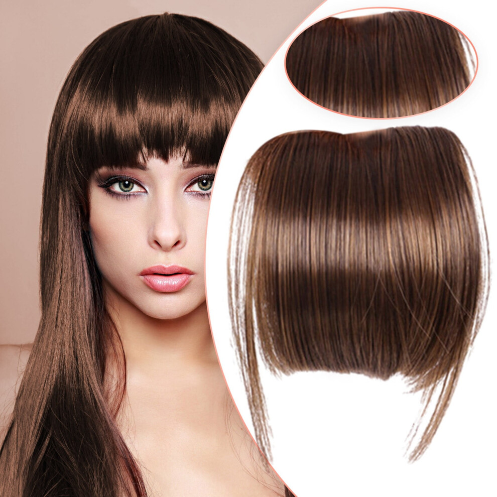 Human Hair Wigs for Women with Bangs, Clip-in Front Fringe & Sideburns, Air Bangs Qi Style Wig, compatible with daily wear and costume use