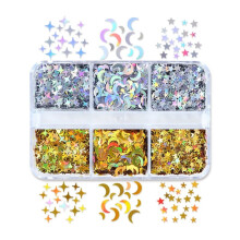 XISAOK6Grid Mix Color Liten Månestjerne Glitterfylling For DIY Epoxyharpiks UV