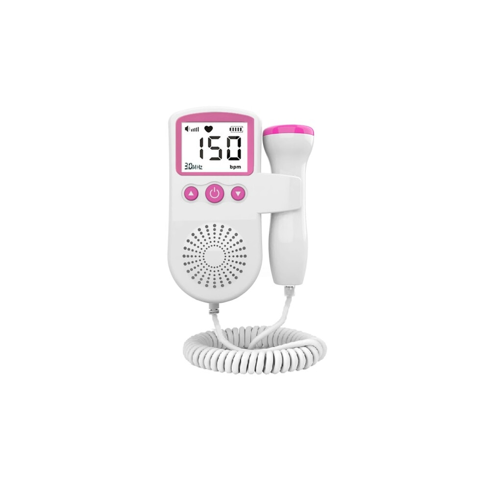 Pink Home Fetal Doppler, Baby Pocket Heart Rate Doppler Heart Monitor for Pregnancy and Test Clear