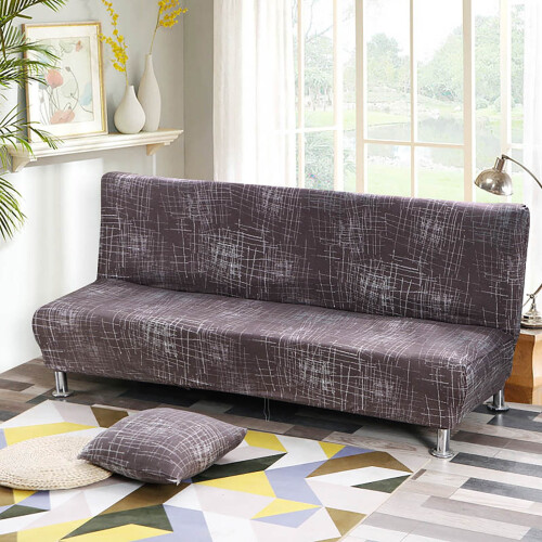 Klappsofa-Überzug, einfarbig, Futon-Überzug ohne Armlehnen, Polyester-Elastikgewebe, Komplettbezug