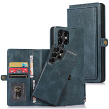 Samsung Galaxy S24Ultra készülékkel kompatibilis - Stílusos Smooth2in1 pénztárca tok, sötétkék