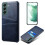Capa de couro azul compatível com Samsung Galaxy S24 com compartimento para cartão 1