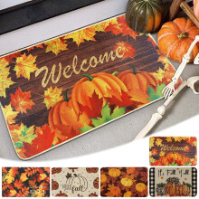 Zerbino di benvenuto autunnale Yhmxh 32x20 pollici, design con foglie d'acero, tappeto antiscivolo lavabile per interni ed esterni, tappeto autunnale