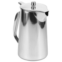 Jarra de água de aço inoxidável prateado liso de 1,9 litro (64 oz) - Jarra de metal durável para uso em restaurantes e residências.