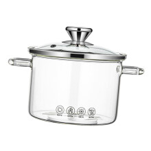 Glass Cookware Simmer Pot, High Borosilicate Heat Resistant Glass Pasta Instant Noodle Pot Pan, Universal Stoves Use, Clear for Soup 1.3L