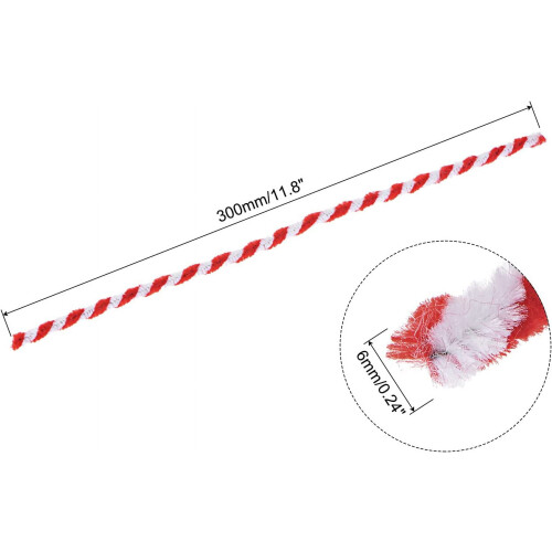 Limpadores de cachimbo com hastes de chenille de 30 cm/12 polegadas para artesanato criativo e decoração DIY, vermelho e branco, pacote com 100 1