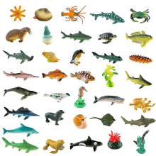 Giocattoli di animali marini, 36 pezzi, figure di animali marini, squali, giocattoli per bambini piccoli, decorazioni, pesci di plastica, kit per la