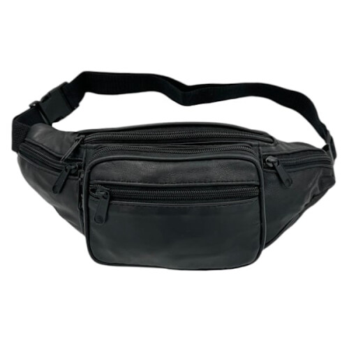 Echtleder-Bauchtasche Schwarz