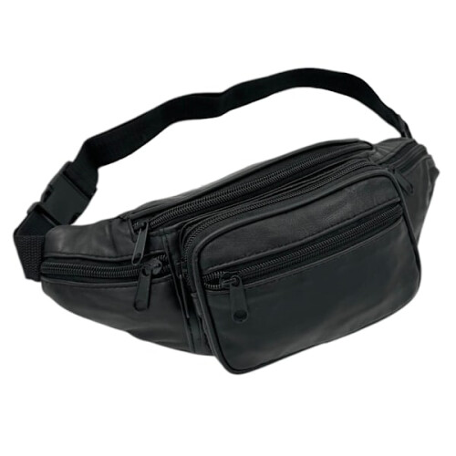 Echtleder-Bauchtasche Schwarz 1