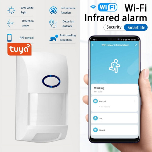Έξυπνος ανιχνευτής υπερύθρων Tuya WiFi, αισθητήρας κίνησης PIR, Alexa, Google, Home Security 1