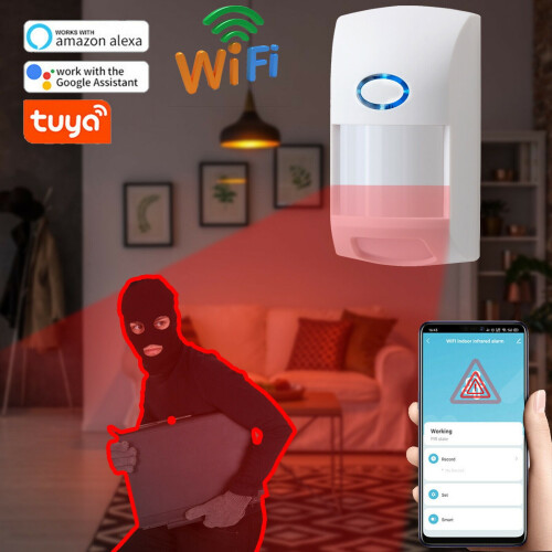 Έξυπνος ανιχνευτής υπερύθρων Tuya WiFi, αισθητήρας κίνησης PIR, Alexa, Google, Home Security 2