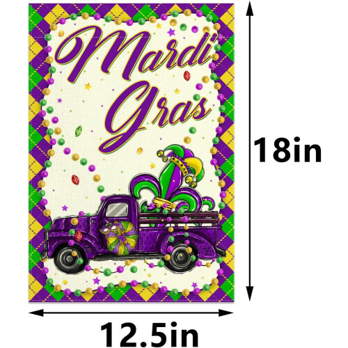 Bandeira de jardim personalizada em linho para o Mardi Gras, 31,75 x 45,72 cm (12,5 x 18 polegadas), dupla face, compatível com decoração de 1