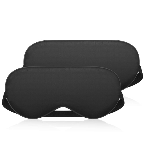 2Pack Silk Sleep Mask for Women, Light Blocking Breathable Eye Mask for Sleeping with Adjustable Strap