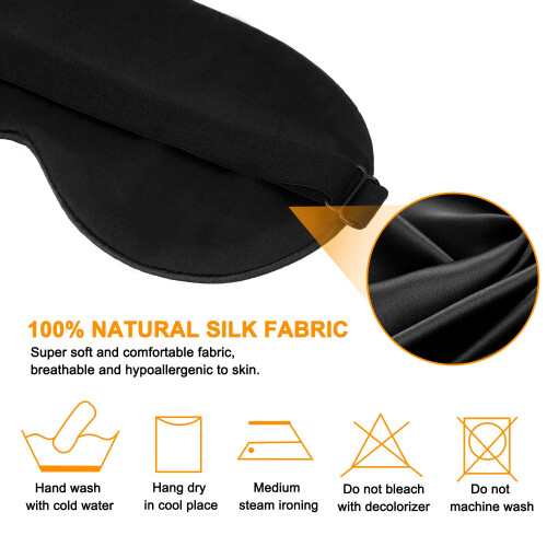 2Pack Silk Sleep Mask for Women, Light Blocking Breathable Eye Mask for Sleeping with Adjustable Strap 1