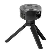 Proyector mini LCD Zeceouar 1080P con interfaz USB y control remoto, negro.