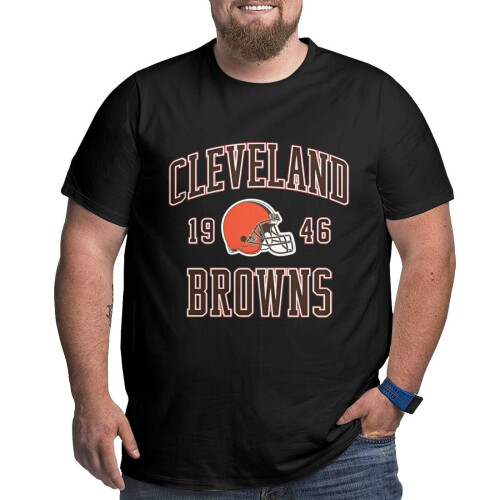 Cle_Browns Ανδρικό Μπλούζα με Κοντό Μανίκι με Λογότυπο Ομάδας Ποδοσφαίρου για Φίλους