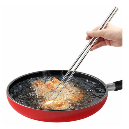 2 ζευγάρια μακριά chopsticks από ανοξείδωτο ατσάλι, 13 ιντσών, πολλαπλών χρήσεων chopsticks 2